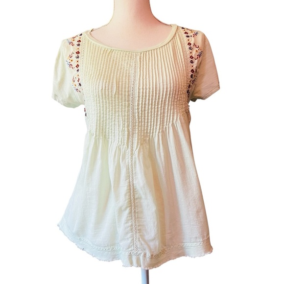 Sundance Mint Green Embroidered Short Sleeve Top with Embroidery Size Small - Picture 1 of 10